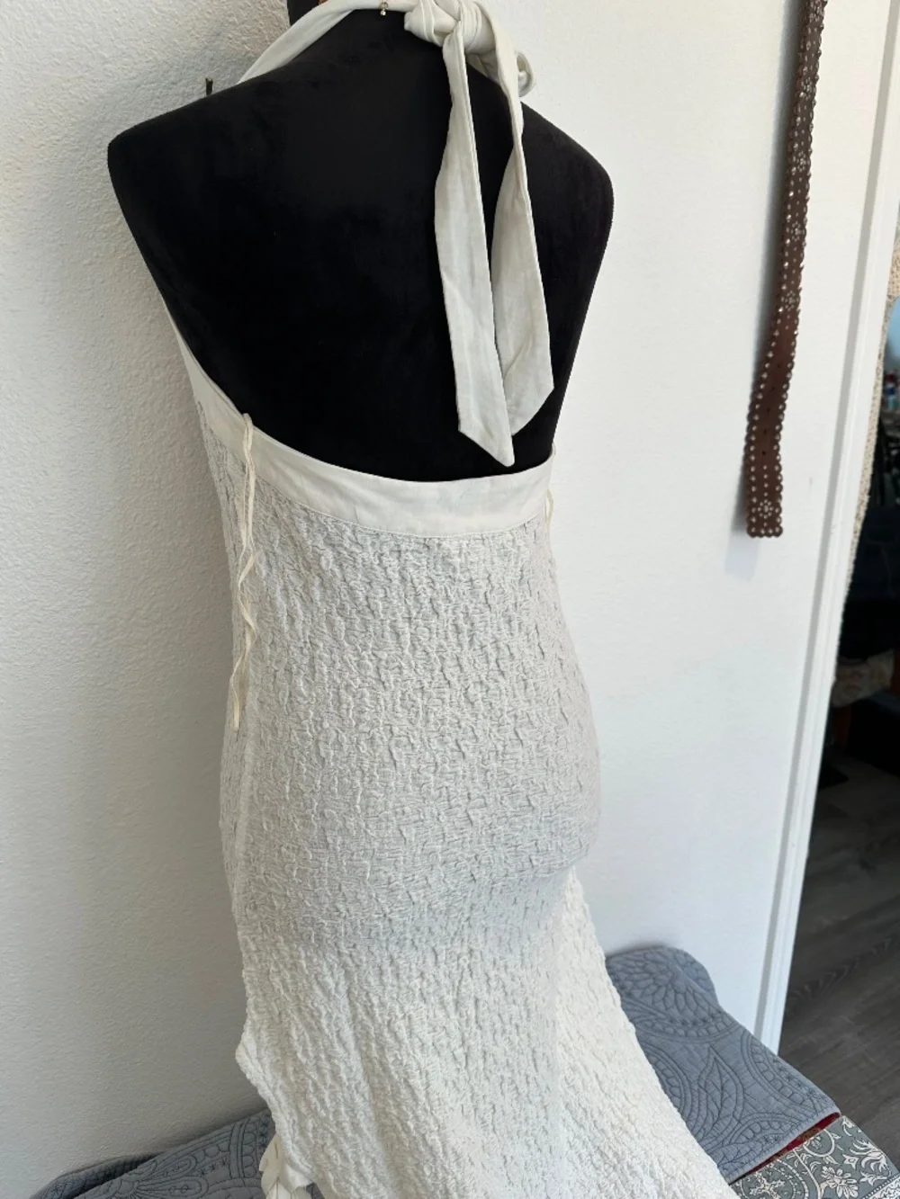 FREE PEOPLE FREE-EST IVORY FOAM MIDI HALTER DRESS. NWOT